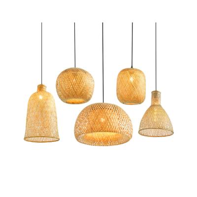 China Modern Southeast Asian Creative Rattan Chandelier Shade Bamboo Weave Pendant Light for sale