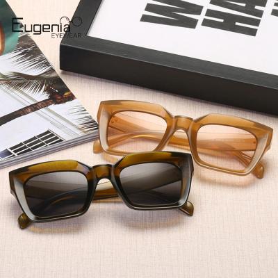 China EUGENIA Clear Brown Oversized Square Fashion Women Sunglasses for sale