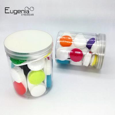 China Monthly PP EUGENIA Colorful Travel Goal Design One Year 12 Pcs Per Set Custom Contact Lens Case for sale