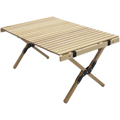 China Modern Outdoor Camping Wooden Portable Folding Picnic Egg Roll Table for sale