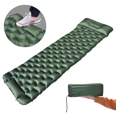 China Foldable Easy Inflatable With Built-in Extra Thick Camping Inflatable Foot Pump Mat Sleep Pad for sale