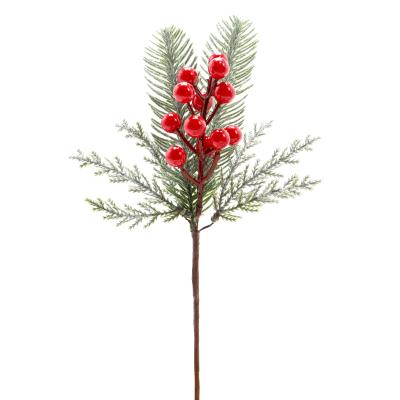 China Sparkle Glitter Decor Holiday Glitter Tree Branches with Red Berry Christmas Decoration Wreath DIY Frosted Artificial Fruit for Holiday Party Decor for sale