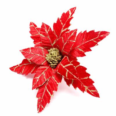 China Day Decorative Factory Direct Christmas Artificial Flower For Home Wreaths Decoration Table Centerpiece Layout Poinsettia for sale