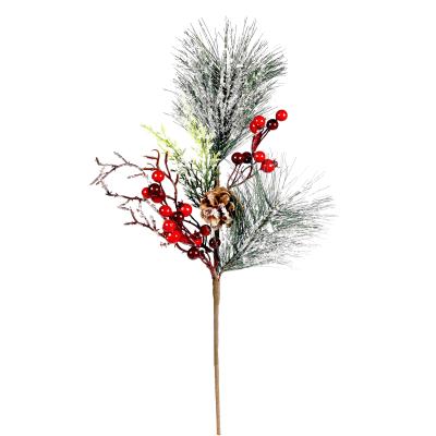 China Christmast Ornamental Pine Branches Needle Snow Pine Christmas Tree Decoration Table Cone Decorated Centerpiece Layout Artificial Berry for sale