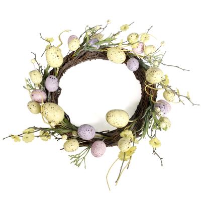 China Garland Factory Direct Artificial Flower Daisy Spring Braids Rustic Farmhouse Easter Egg Decoration Front Door Wall Drop Decoration for sale