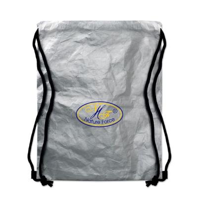 China Custom Fashionable Waterproof Carrying Printed Recyclable Shopping Waterproof Coated Tyvek Dupont Drawstring Bags for sale