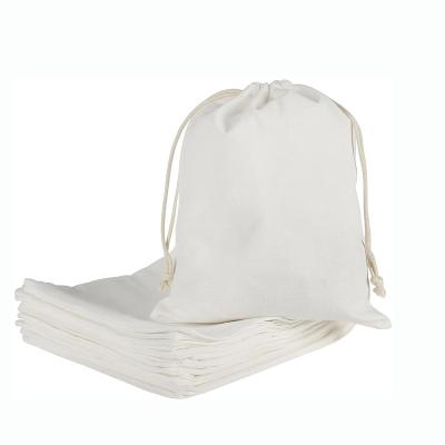 China Gift Bag Wholesale Eco Muslin Cotton Gift Wrapping Canvas Pouch Customized Organic Cotton Drawstring Bag for sale