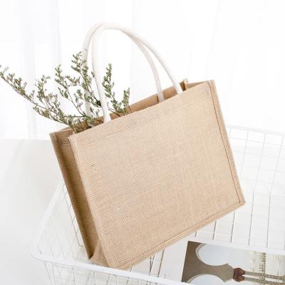 China 100% Brand New Eco-friendly Reusable Grocery Bag Waterproof Jute Handle Shopping Bag Portable Packaging Bag for sale