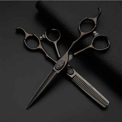 China Professional HAIR Ergonomic Design 6 Inch Black Coated Hair Cutting Hairdressing Barber Scissors for sale