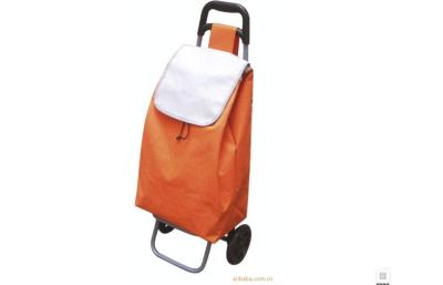 China Waterproof orange oxford fabric wheeled shopping tote bags for collecting stuff for sale