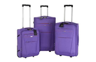 China Two external wheels Purple nylon business roller luggage duffel bags 28” for sale