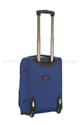 China Dark blue polyester roller luggage bags with two adjustable compression straps for sale