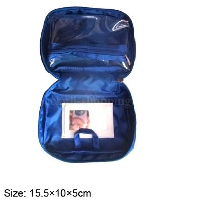 China Blue travel wash bag with zipped pocket inside , hanging cosmetic bag for sale