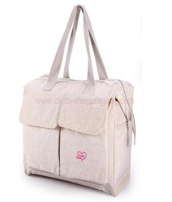 China Lightweight durable Nylon shoulder bag white with side pocket outside for sale