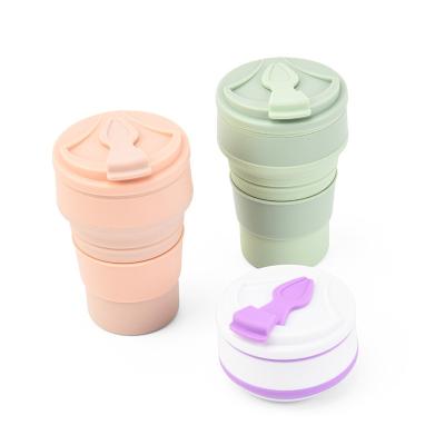 China Viable Wholesale Custom Logo Travel Silicone Reusable Coffee Cup With Lid,Travel Collapsible Collapsible Silicone Drinking Cup for sale