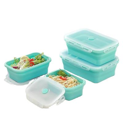 China Eco-Friendly Korean Custom Insulated Cool Keep School Thermal Thermos Kids Folding Bento Microwave Food Container Silicone Lunch Box for sale