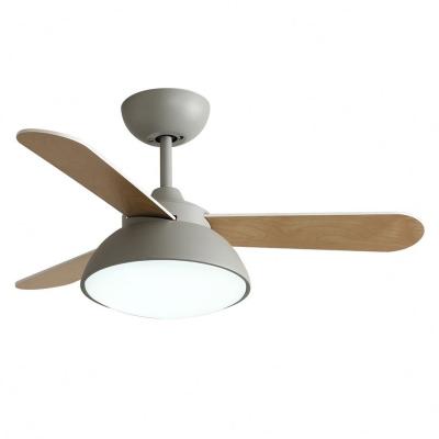 China Mute Modern Chandelier Remote Control 220V Wooden Blade Led Light Ceiling Fan for sale