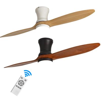 China New modern design motor blade villa luxury imported remote control solid wood bedroom led ceiling fan light for sale