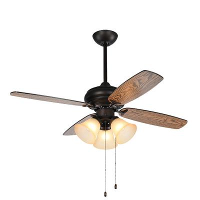 China Latest Retro Mute Factory Wholesale Vintage Black Ceiling Fan With Light for sale