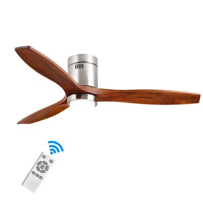 China Full Copper Wire Mute Motor Best Selling Factory Wholesale 54 Inch Remote Control Ceiling Fan Light Silent Motor Solid Wood LED Blades for sale