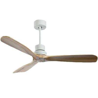 China AC 110v Solid Wood Copper Wire Metal Mute Motor Mute Remote Control 3 Blade 52 Inch White Modern Ceiling Fan for sale