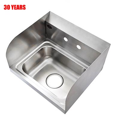 China Without Faucet 304 Stainless Steel Splash Guard Wall Mount Commercial Hand Wash Sink For Industrial Kitchen for sale