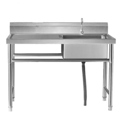 China Modern Commercial Stainless Steel Sink With Rack Deck Kitchen Single And Double Sink Dishwasher Basin for sale