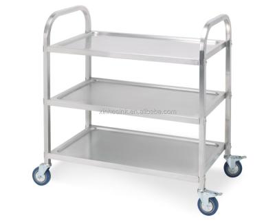 China Storage Three 3 Tier Serving Trolley, Assembled/Rush Stainless, Serving Trolley, Dining Trolley, Square Tube (KTS-03) for sale