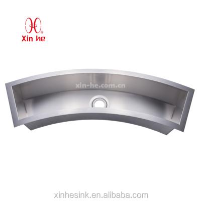 China Without Faucet Stainless Steel Commercial Circular Arc Hotel Bar Sink Indoor Hand Basin For Public Use for sale