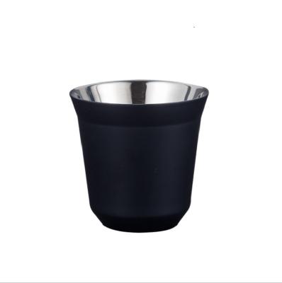 China Durable 80ml 160ml Rustproof Double Wall Coffee Mug Set Stainless Steel Espresso Cups for sale