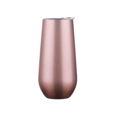 China Factory supply viable vacuum insulated 6oz champagne tumbler groove tumbler girlwill with painting for sale