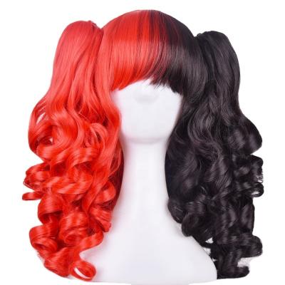 China Red Black Synthetic Half Body Wave Half Body Hair Short Lead Wigs Silky Straight 100% Heat Resistant Hair for sale