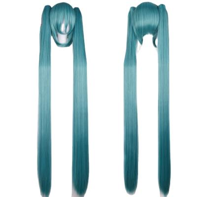 China Long Ponytail Color Wave Hair Synthetic Wig Anime Silky Straight Blue Cosplay Wig for sale