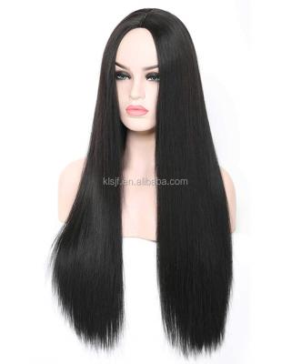 China Long Silky Straight Wave Synthetic Wigs For Halloween Party Middle Part Straight Wig for sale