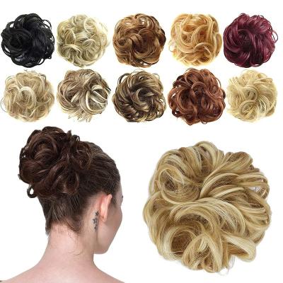 China Silky Straight Wave Ombre Flower Chignon Blonde Curly Hair Synthetic Hair Bun For Party And Daily Life for sale