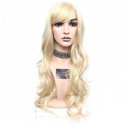 China Persistent Blonde Wigs For Women Shoulder Natural Side Length Straight Wig Synthetic Hair Part Wig With Bangs Halloween Cosplay for sale