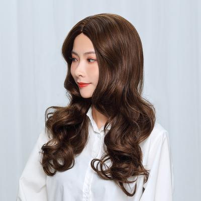 China Water Wave Gold Synthetic Wigs Long Fluffy Curly Wavy Hair Natural Looking Wigs for sale