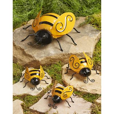 China Modern Lakeside Collection Decorative Metal Bumble Bee Garden Accents Lawn Ornaments Set of 4 for sale