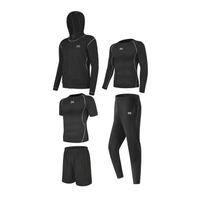 China Quick Drying Mens Sports Outdoor Casual Loose Hooded Running Jacket Pants Morning Running Two Piece Set for sale