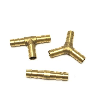 China Fine workmanship/anti rust Professional Custom Copper Joint Brass Three Way Tee Fittings Pipe Hose Barb Connector for sale