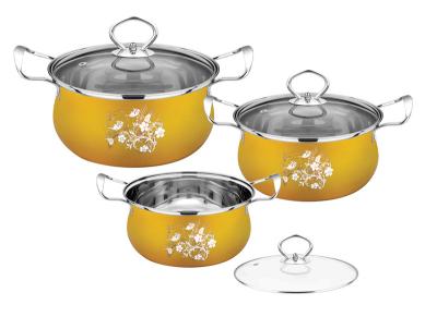 China sistema del cookware del color oro 6pcs y acero inoxidable del 16cm -20cm que cocina la cocina determinada del pote y del cookware en venta