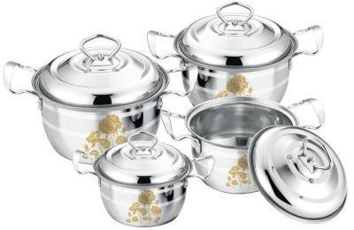 中国 2015 熱いプロダクト ステンレス鋼の調理器具の一定 &6 PC および 8pcs 古典的な鍋 +flower 販売のため