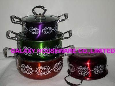 China 6/8pcs colorful cookware set & stainless steel cookware with follower design &cooking pot for sale