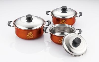 China cookware set stainless steel & cooking pot & 16/18/20cm pot set &red /orange color cookware set Te koop