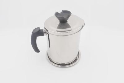 中国 1.3L Kitchenware stainless steel grease keeper with handle round shape oil strainer with lid 販売のため