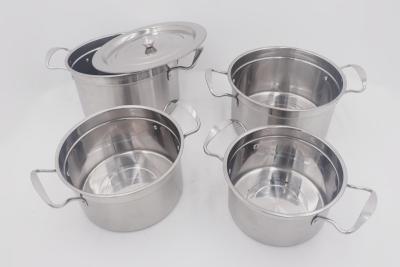 Cina 4pcs Pot and pans induction stainless steel stock pot with steel lid pasta cooking pot in vendita