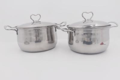 Chine les articles du ménage 4pcs évaluent le pot à cuire en acier autour du pot de soupe de l'Amérique de forme avec la poignée en métal à vendre