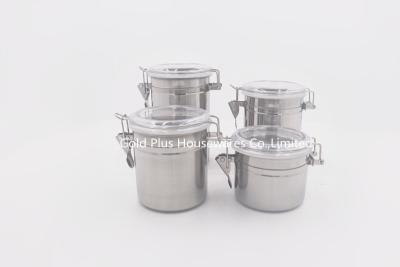 China 4pcs fijó el caramelo redondo de acero al por mayor de la lata del té 304#stainless puede bote del almacenamiento de la comida con la tapa plástica en venta