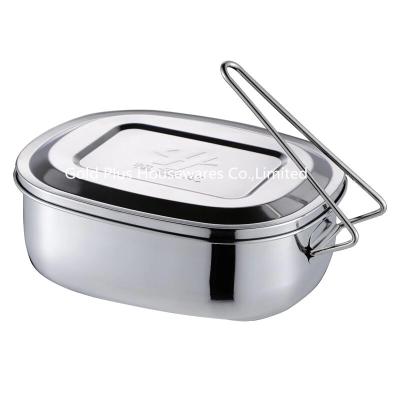 China 18cm Tableware U shape metal steel takeaway lunch box for adult food container 304 stainless steel bento lunch box for sale