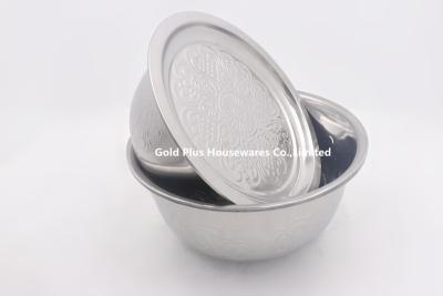 China lavabo de acero inoxidable barato del cuenco de finger del sistema del lavabo de la sopa del mercado de los 22cm del metal del pote africano del aceite con la tapa en venta